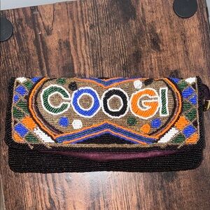 COOGI Vibrant Beaded Clutch with Orange and Blue Accents